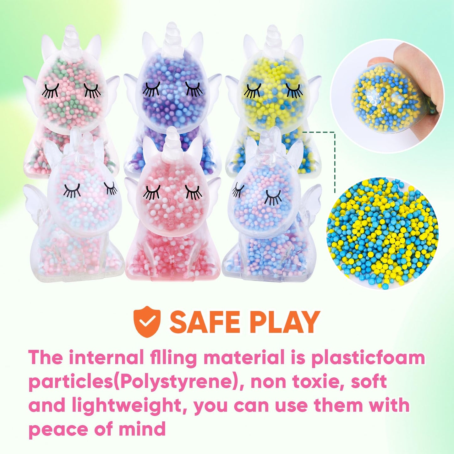 VESPRO 12-Pack Unicorn Fidget Stress Balls – Squishy Stress Ball Set for Kids & Adults | Party Favors