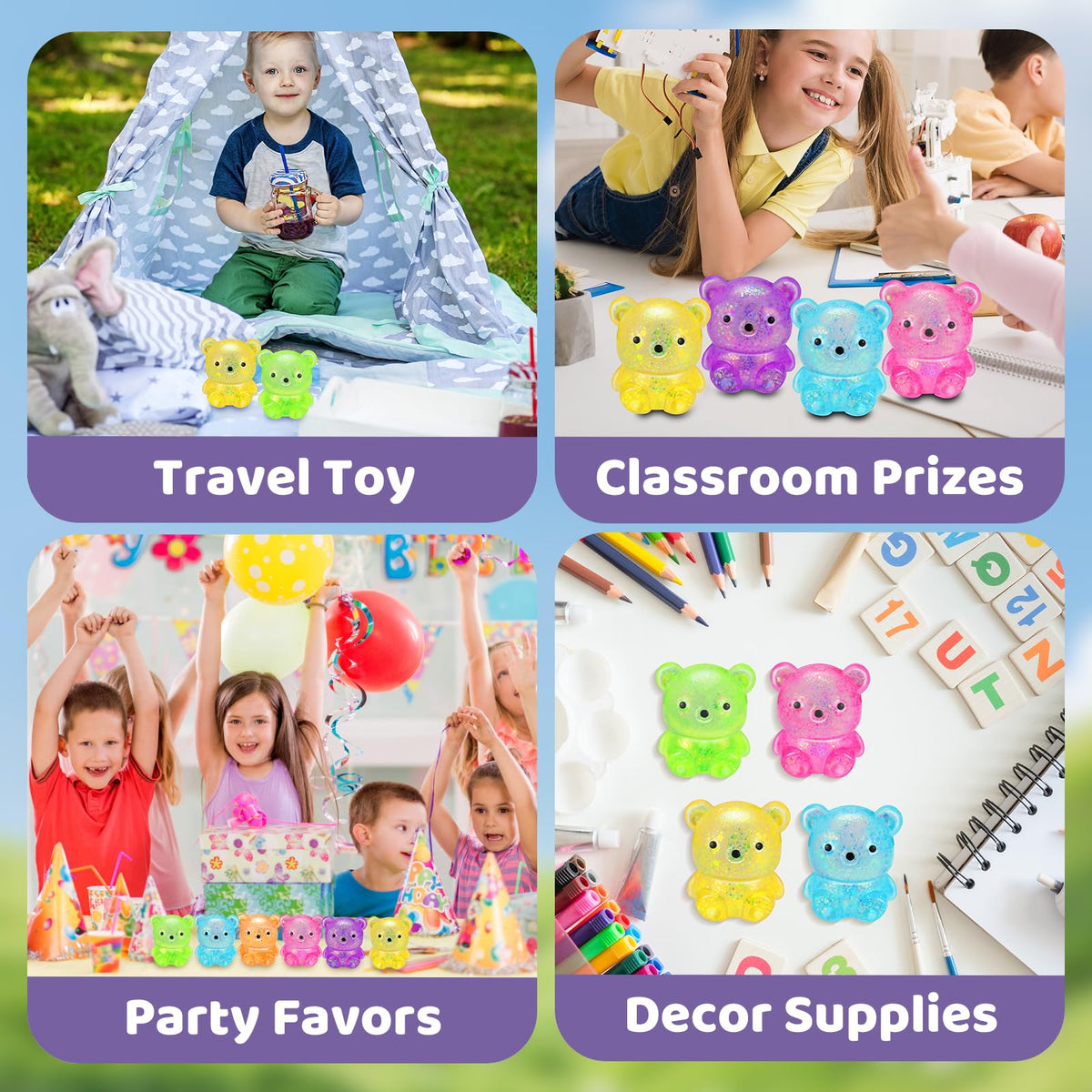 VESPRO 12-Pack Fidget Toys Squishy – Cute Bear Stress Balls for Focus & Fun