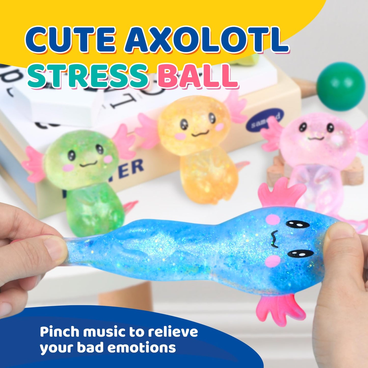 VESPRO 8-Pack Slow Rising Axolotl Stress Balls – Colorful Fidget Toys for All Ages