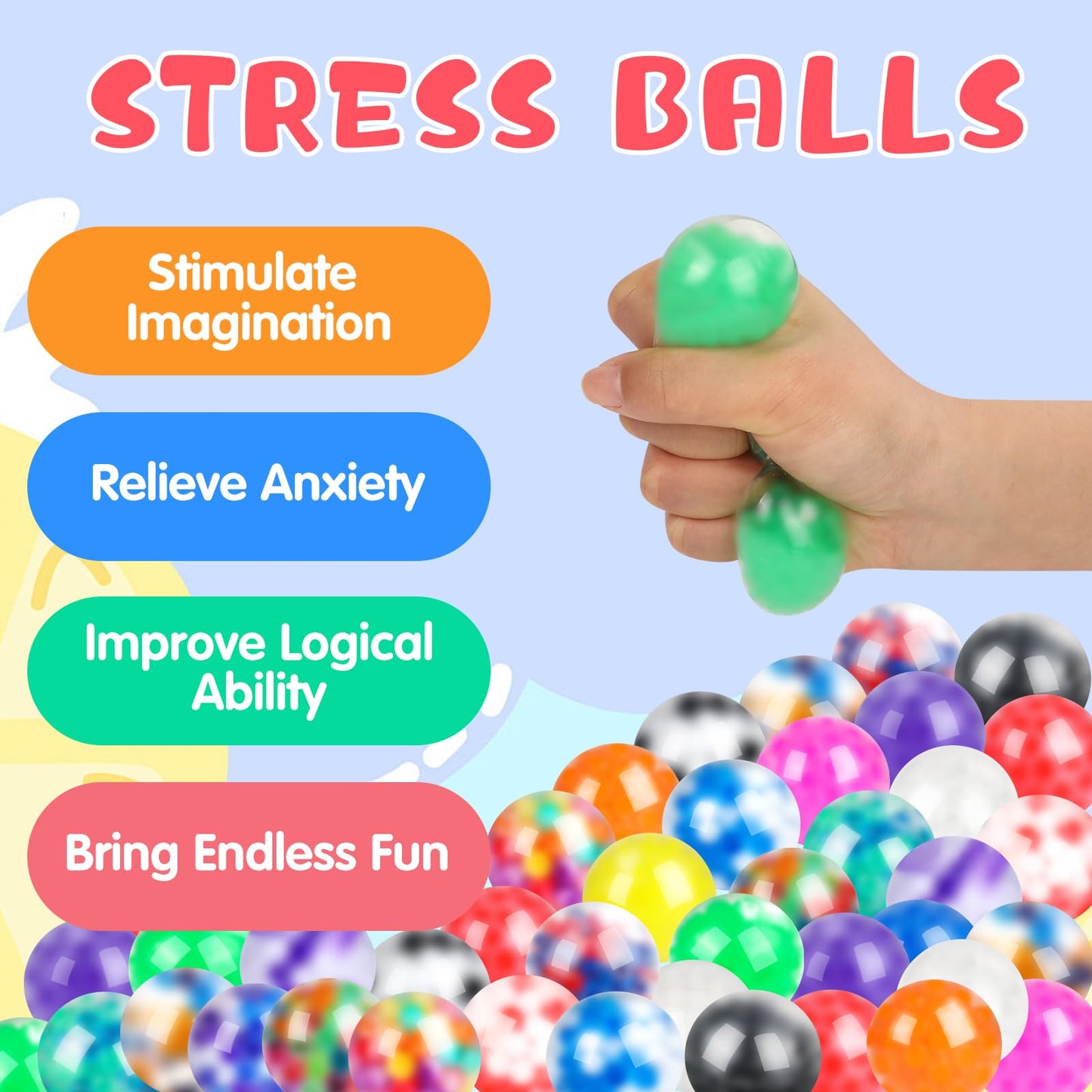 VESPRO 80Pack Stress Balls for Adults – Assorted Squishy Fidget Toys & Party Favors