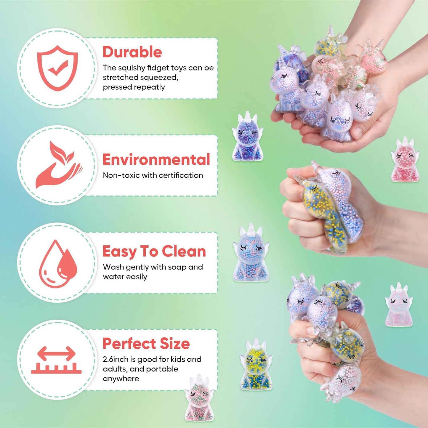 VESPRO 12-Pack Unicorn Fidget Stress Balls – Squishy Stress Ball Set for Kids & Adults | Party Favors
