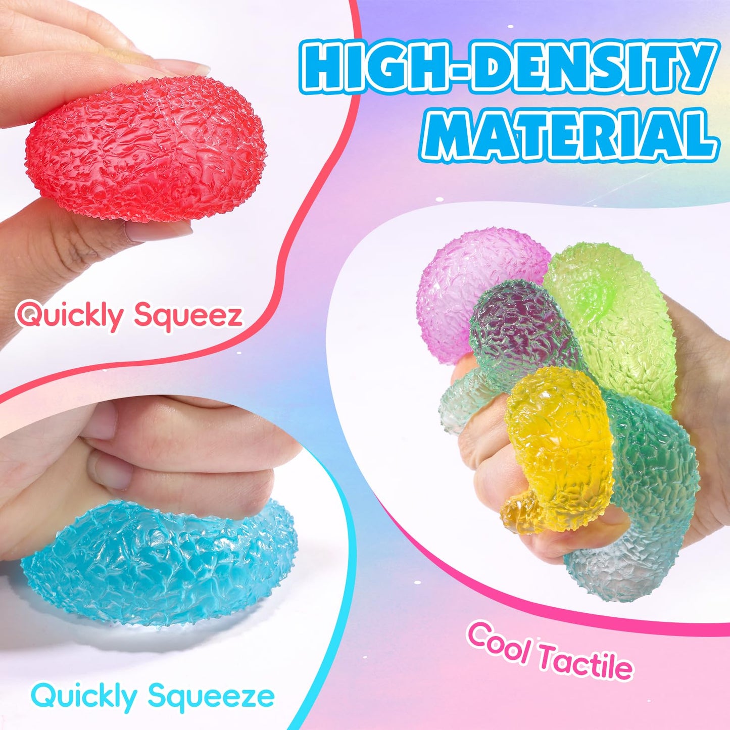 VESPRO 16Pack Mini Gumdrop Stress Balls – Textured Memory Gel Soft Stress Ball for Adults & Kids