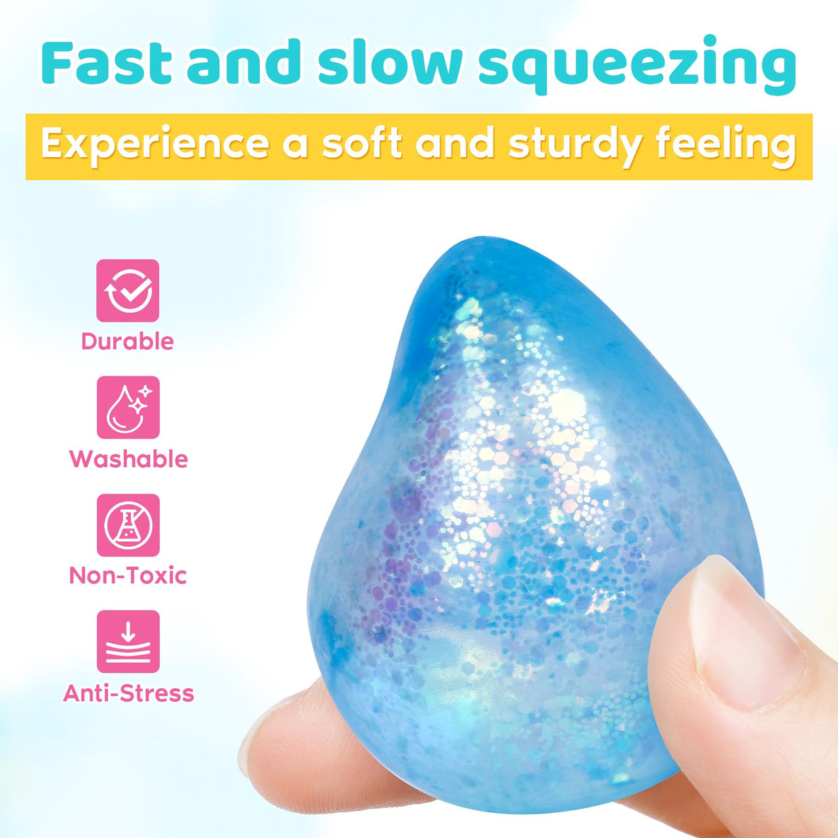 VESPRO 12-Pack Fidget Stress Balls — Slow Rising Hand Therapy Squishy Balls
