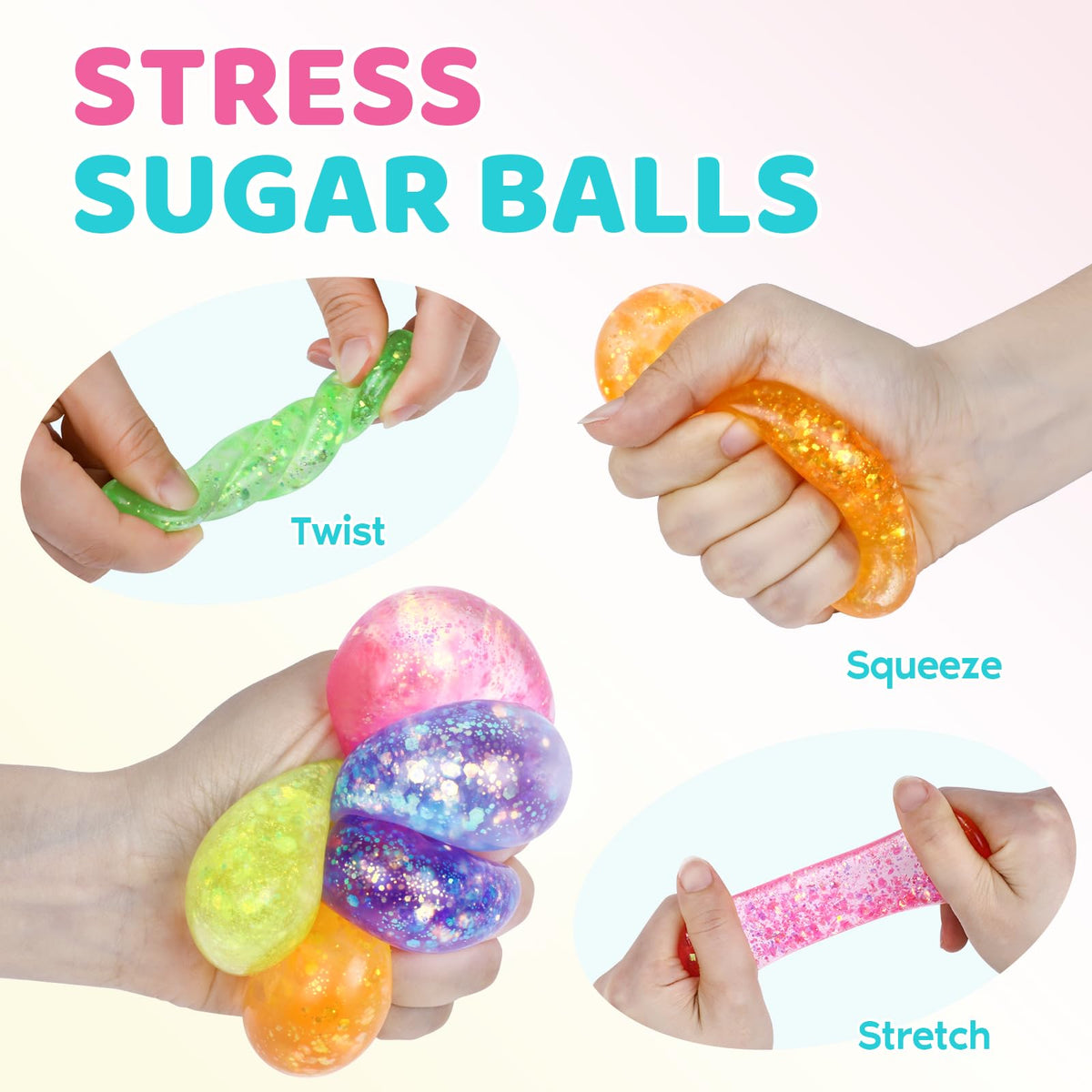 VESPRO 12-Pack Fidget Stress Balls — Slow Rising Hand Therapy Squishy Balls