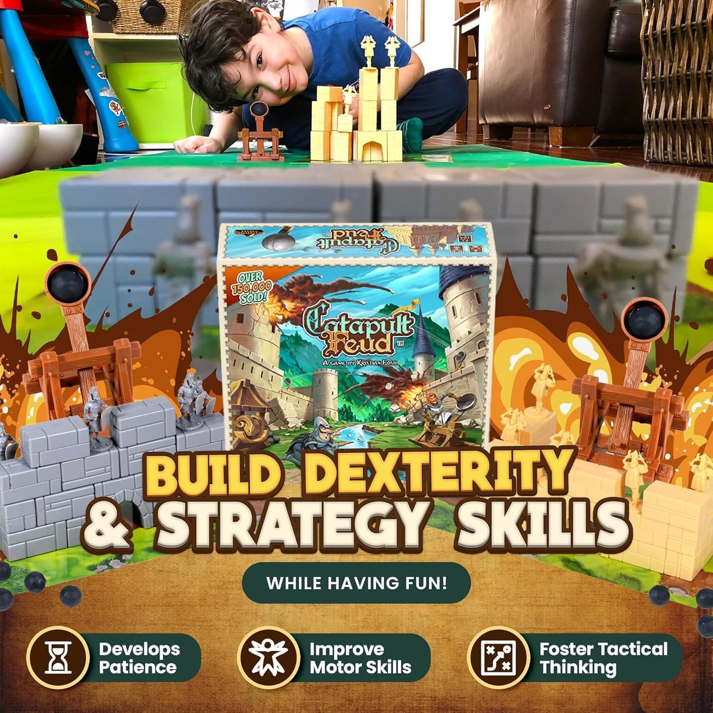 Vesuvius Media Catapult Feud – Family Strategy Board Game for 7+ | 20-Min Play Sessions