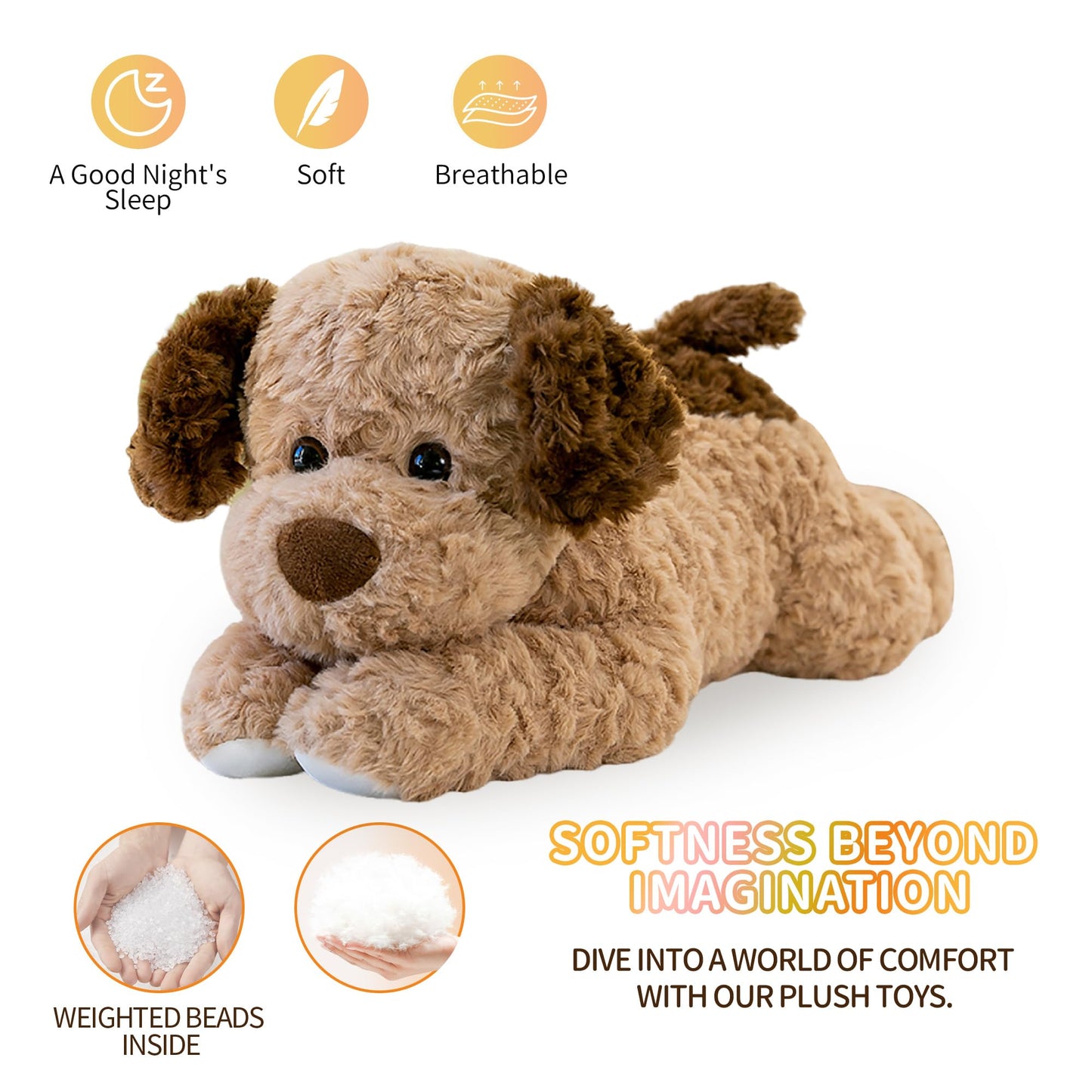 VETENSO Dog Plush 18-Inch Weighted Toy – Ultra-Soft, Durable Cuddle Companion