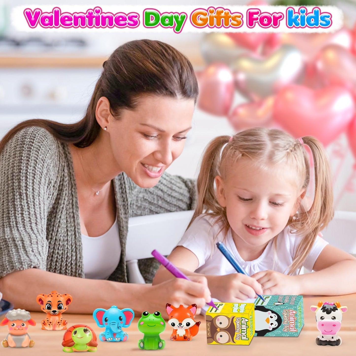 vewicokop Valentine's Day Gifts for Kids – 24 Animal Squishy Toys for Classroom Exchange