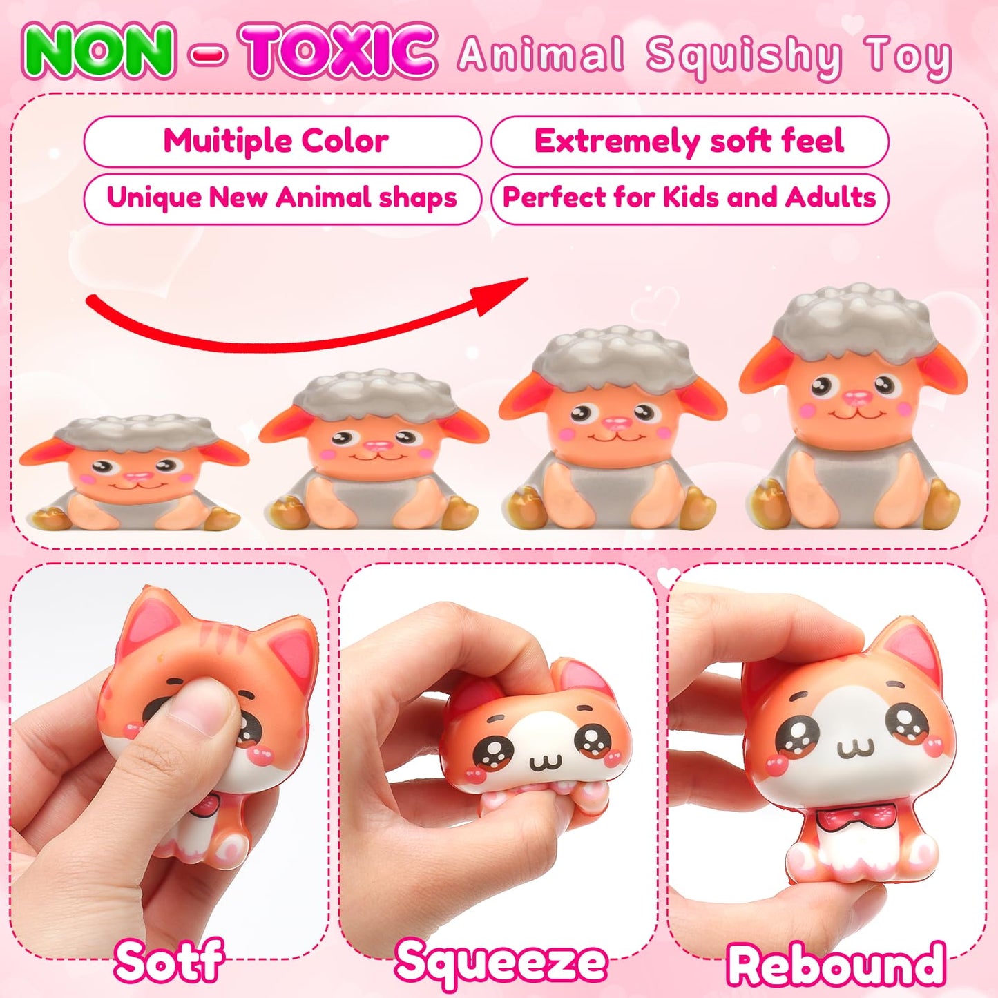 vewicokop Valentine's Day Gifts for Kids – 24 Animal Squishy Toys for Classroom Exchange