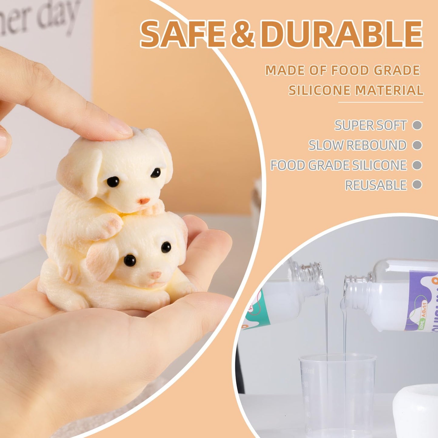Vexolytrium Handmade Silicone Taba Dog Squishy – 2-Piece Stress Relief Toy Set