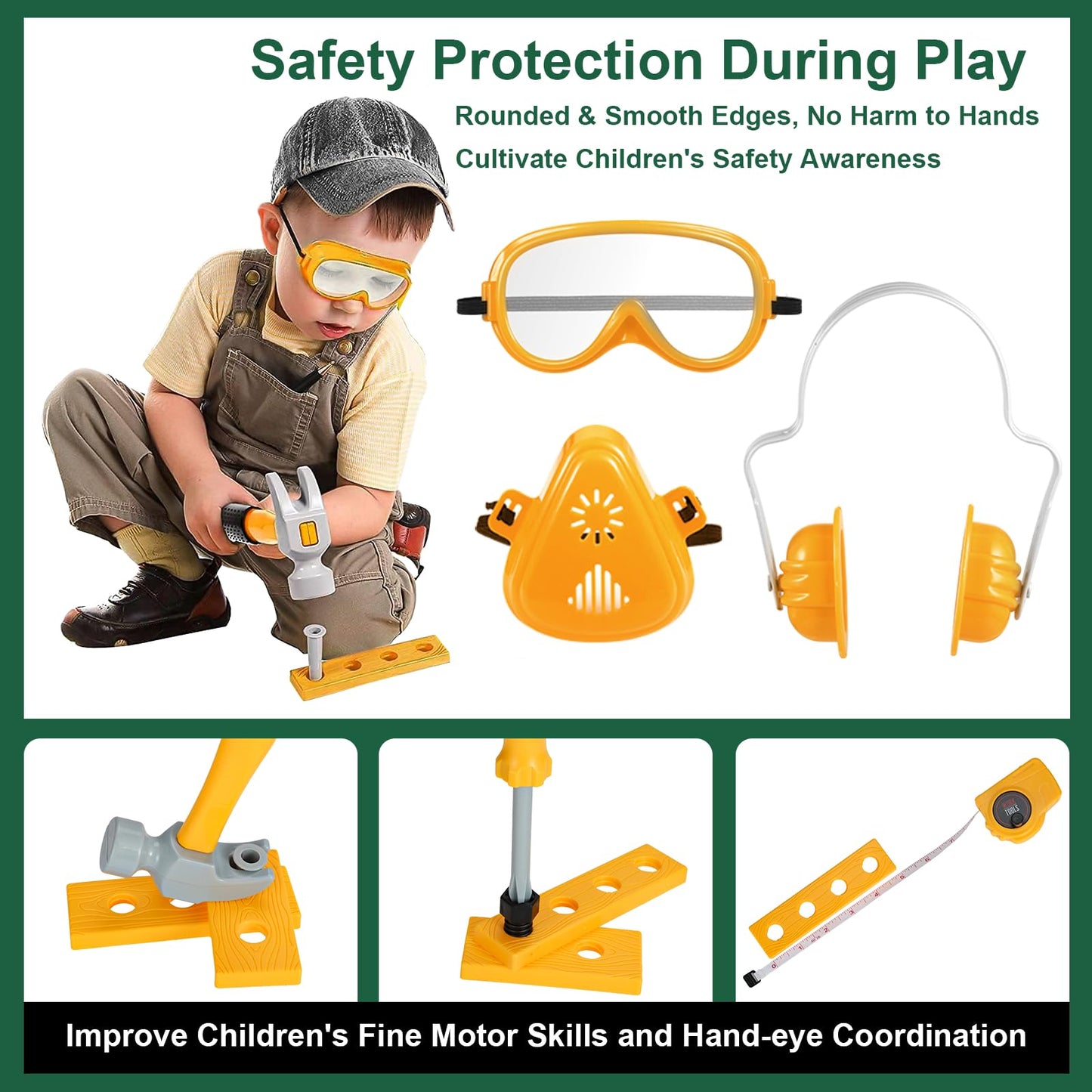 Vextronic Kids Tool Set 36 PCS – Realistic Chainsaw, Drill & Circular Saw