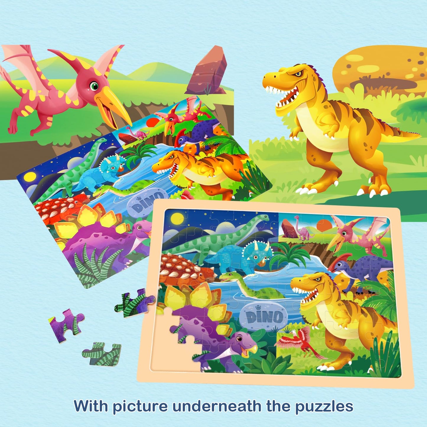 Vextronic Wooden Puzzles for Kids 6-Pack 24 & 60pcs Safe Educational Jigsaws