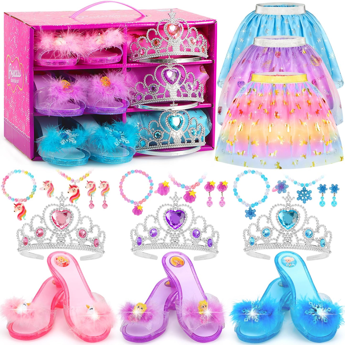 VGOFUN Princess Dress Up Shoes Set – Toddler Jewelry Boutique Kit for Girls 3–6