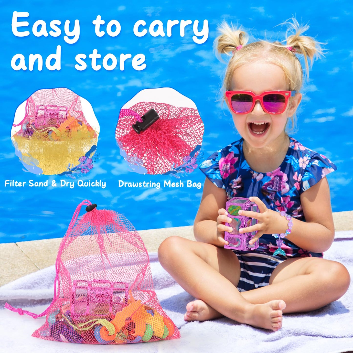 VGOFUN Mermaid Pool Toys – 31-Piece Diving Gems & Treasure Chest for Kids 3-12