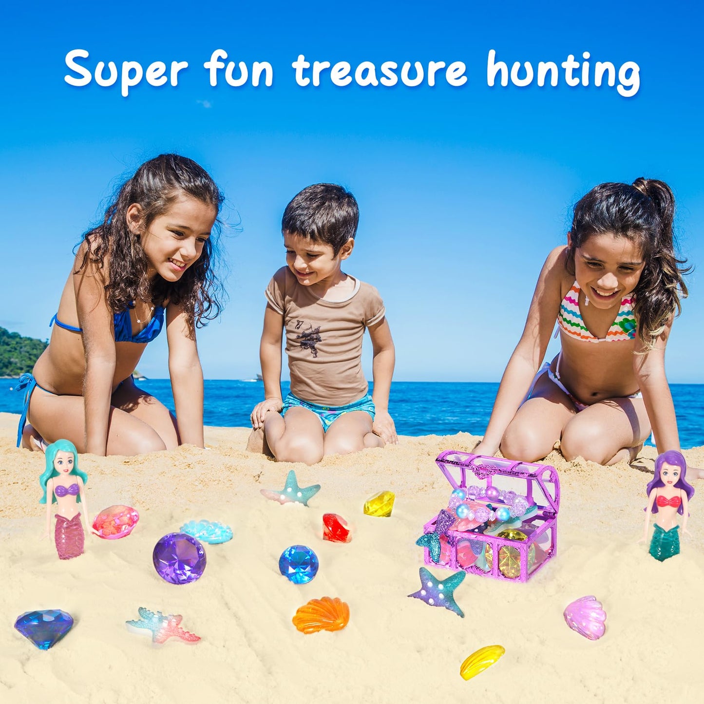 VGOFUN Mermaid Pool Toys – 31-Piece Diving Gems & Treasure Chest for Kids 3-12