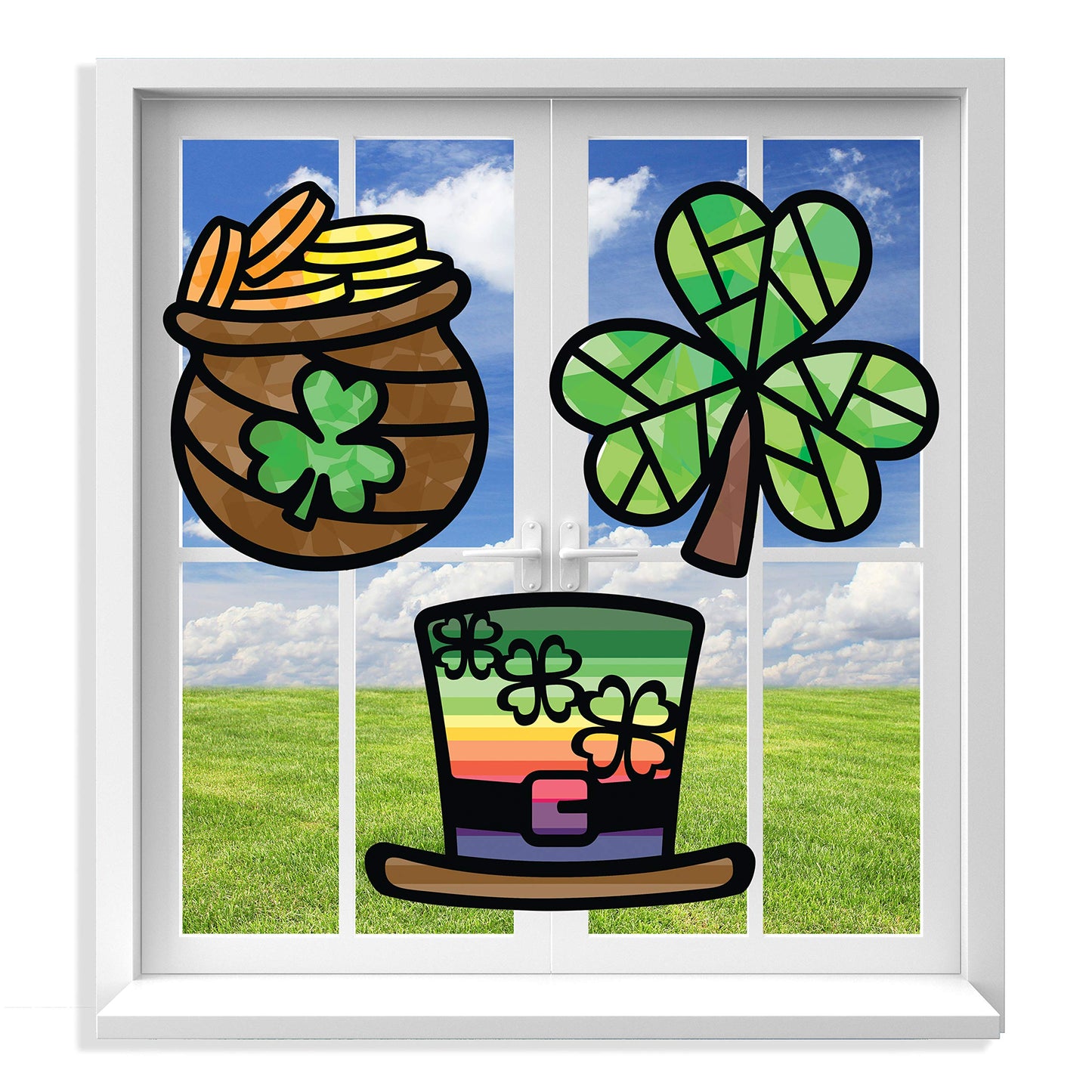 VHALE Suncatchers Craft 3 Sets with Tissue Paper – St. Patrick's Day Window Art Kit