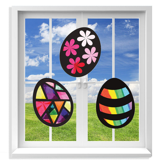 VHALE Suncatchers Craft 3 Sets (9 Cutouts) – Easter Egg Window Art Kit