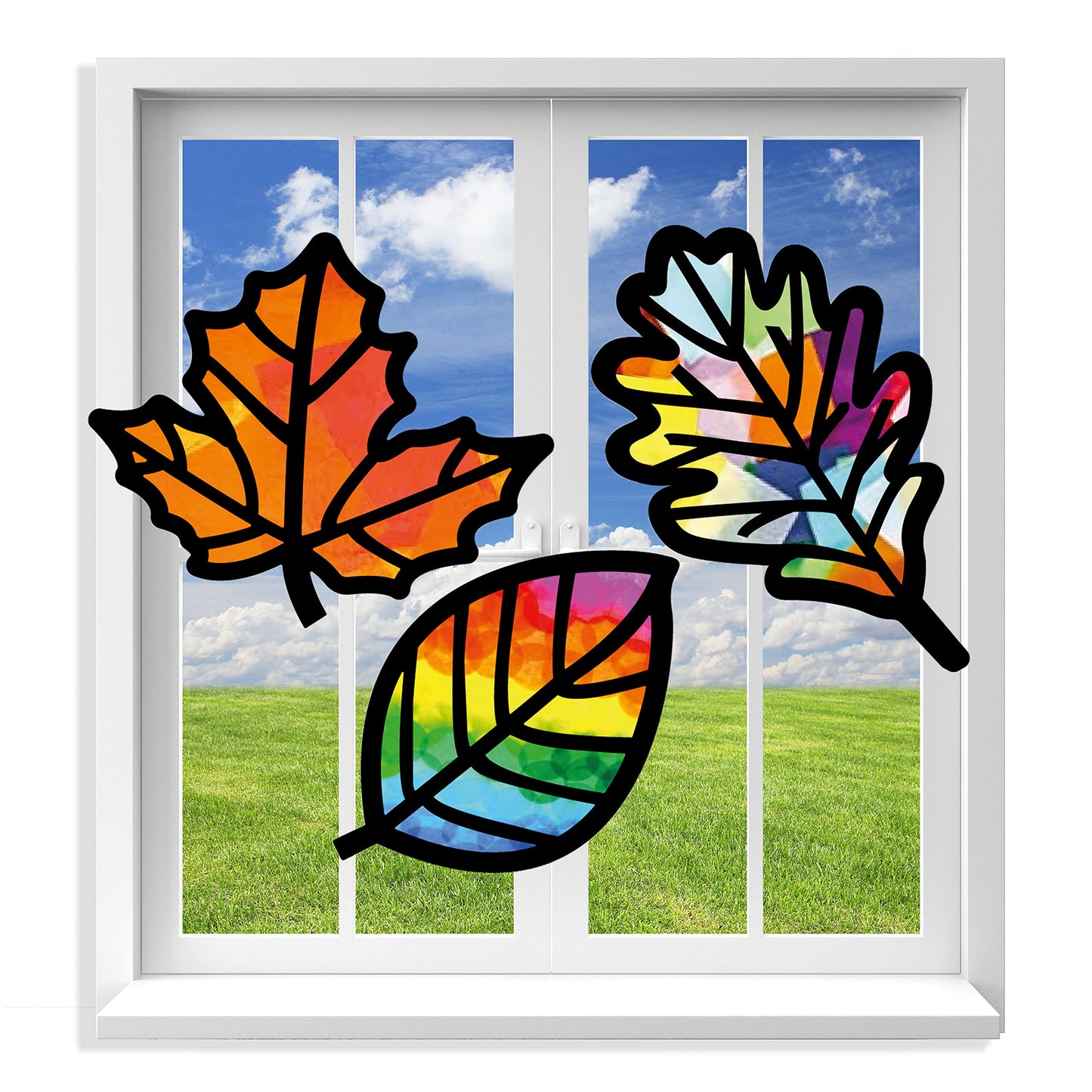 VHALE Suncatchers Craft Kit — 3 Sets (9 Cutouts) Fall Leaf Sun Catchers