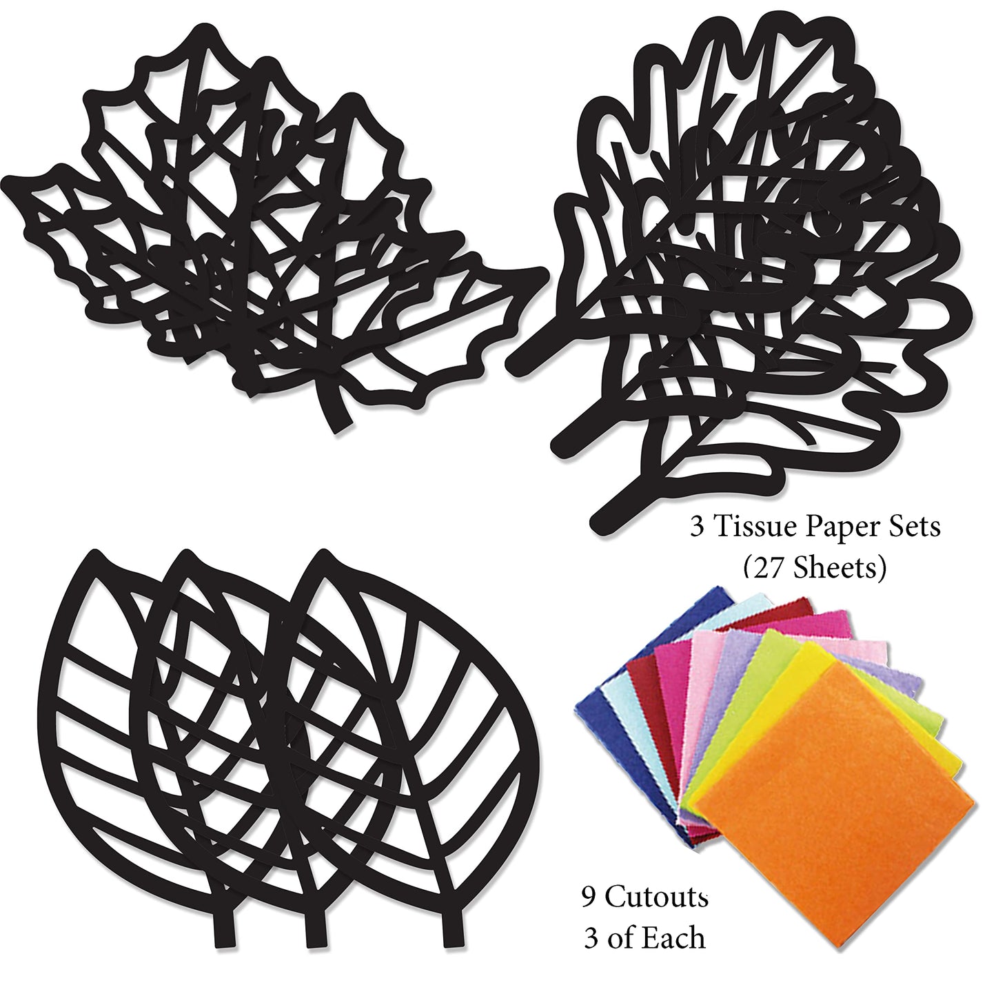 VHALE Suncatchers Craft Kit — 3 Sets (9 Cutouts) Fall Leaf Sun Catchers