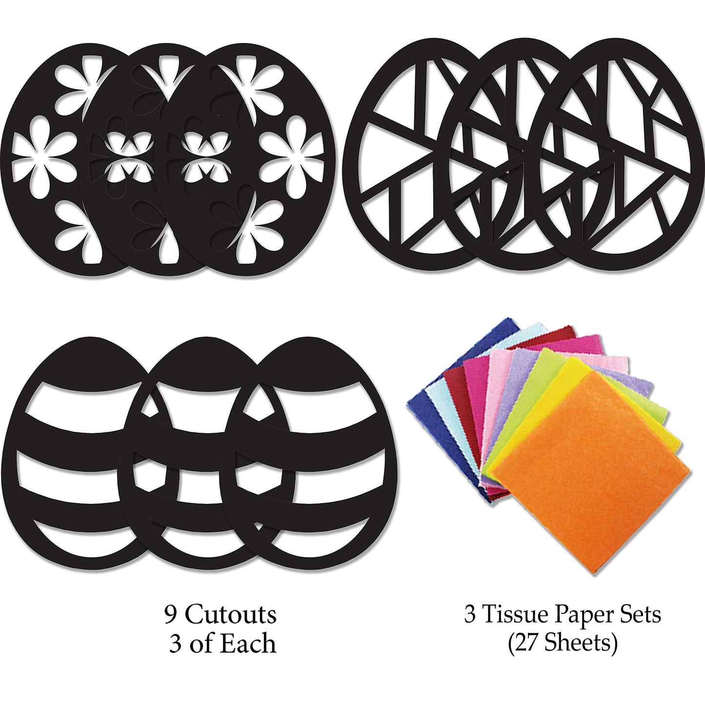 VHALE Suncatchers Craft 3 Sets (9 Cutouts) – Easter Egg Window Art Kit