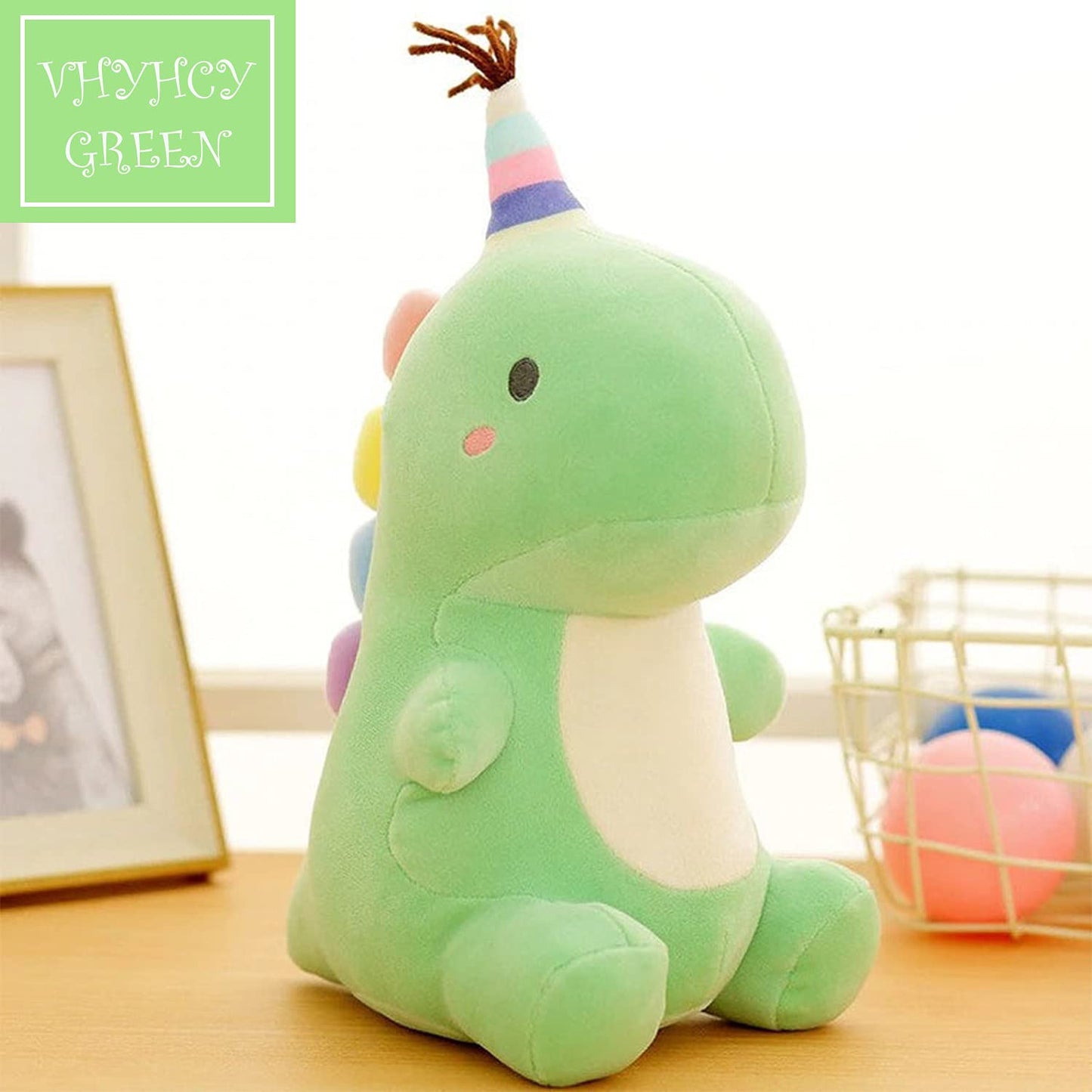 VHYHCY 9-Inch Green Dinosaur Plush Toy – Soft Stuffed Animal for Kids