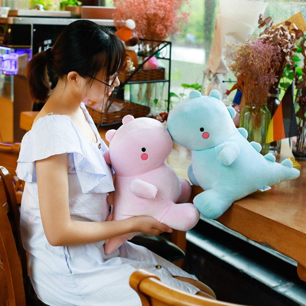 VHYHCY Cute Dinosaur Plush Toy – 12-In Pink Soft Dino