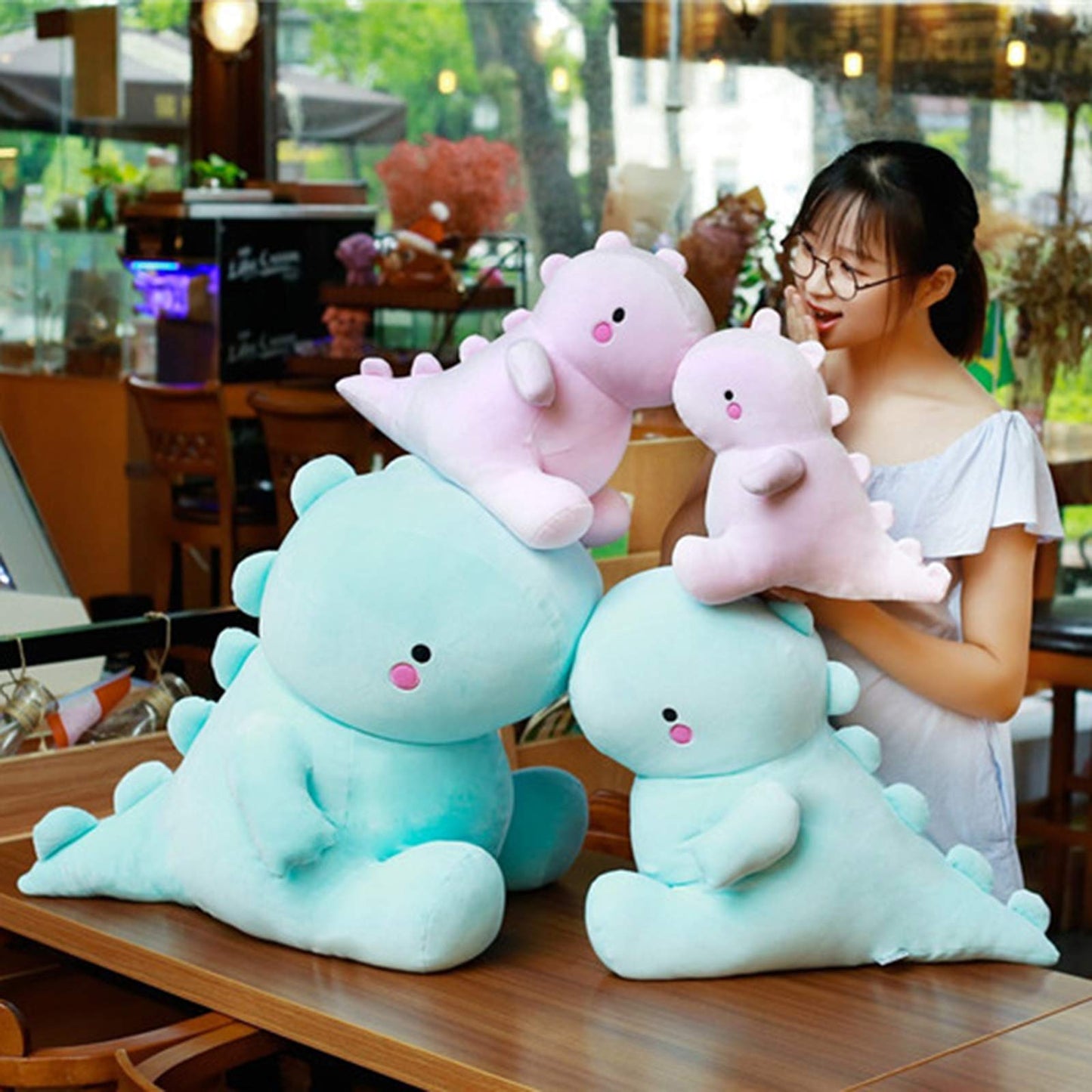 VHYHCY Pink Dinosaur Plush Toy 20in — Soft, Safe Stuffed Dino for Kids