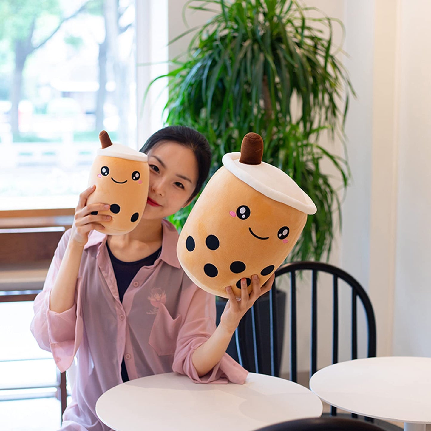VHYHCY Cute Boba Plush – Brown Milk Cup Pillow, 9.4 Inch
