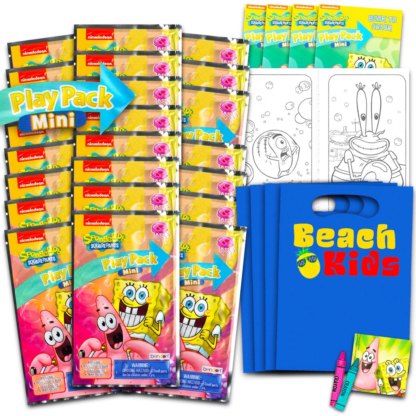 Viacom SpongeBob Mini Party Favors Set — 24 Grab n Go Play Packs with Coloring Pages & Stickers