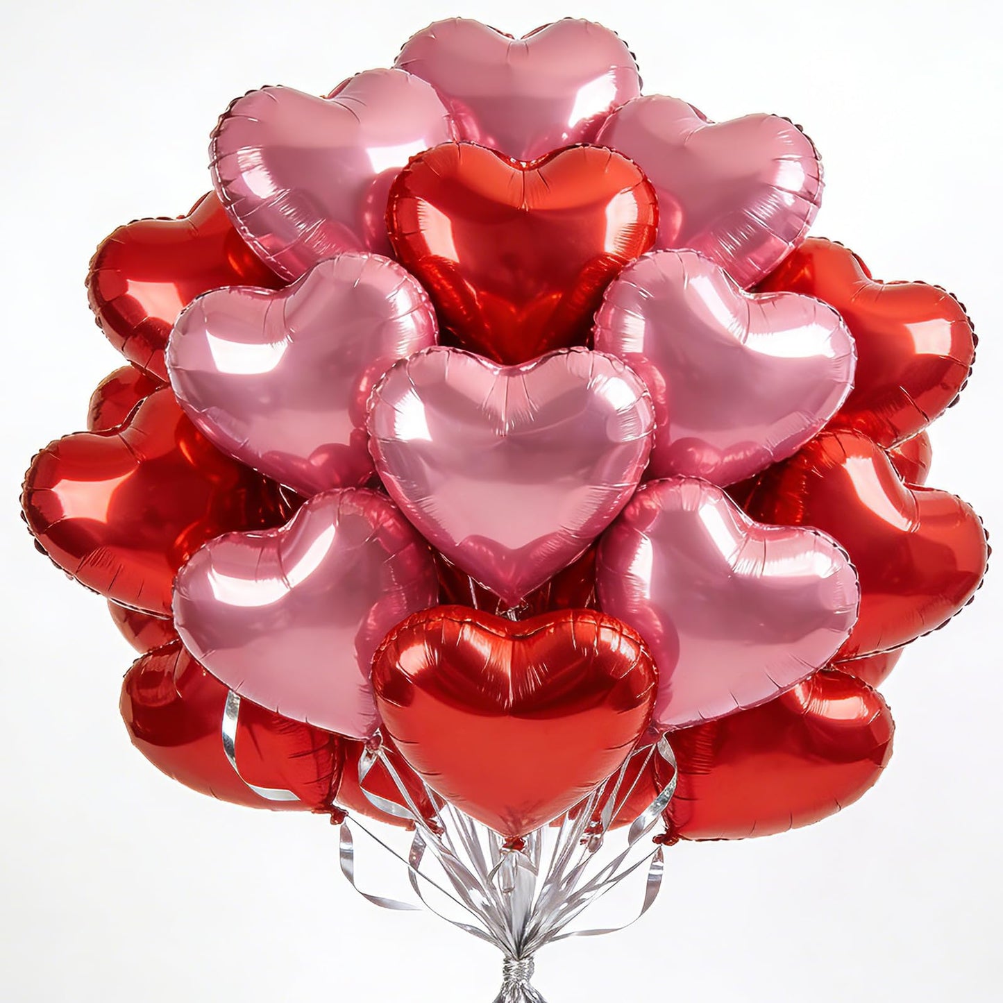 Viaecone 30-Piece 18-Inch Red & Pink Heart Balloons – Helium-Ready Party Decor
