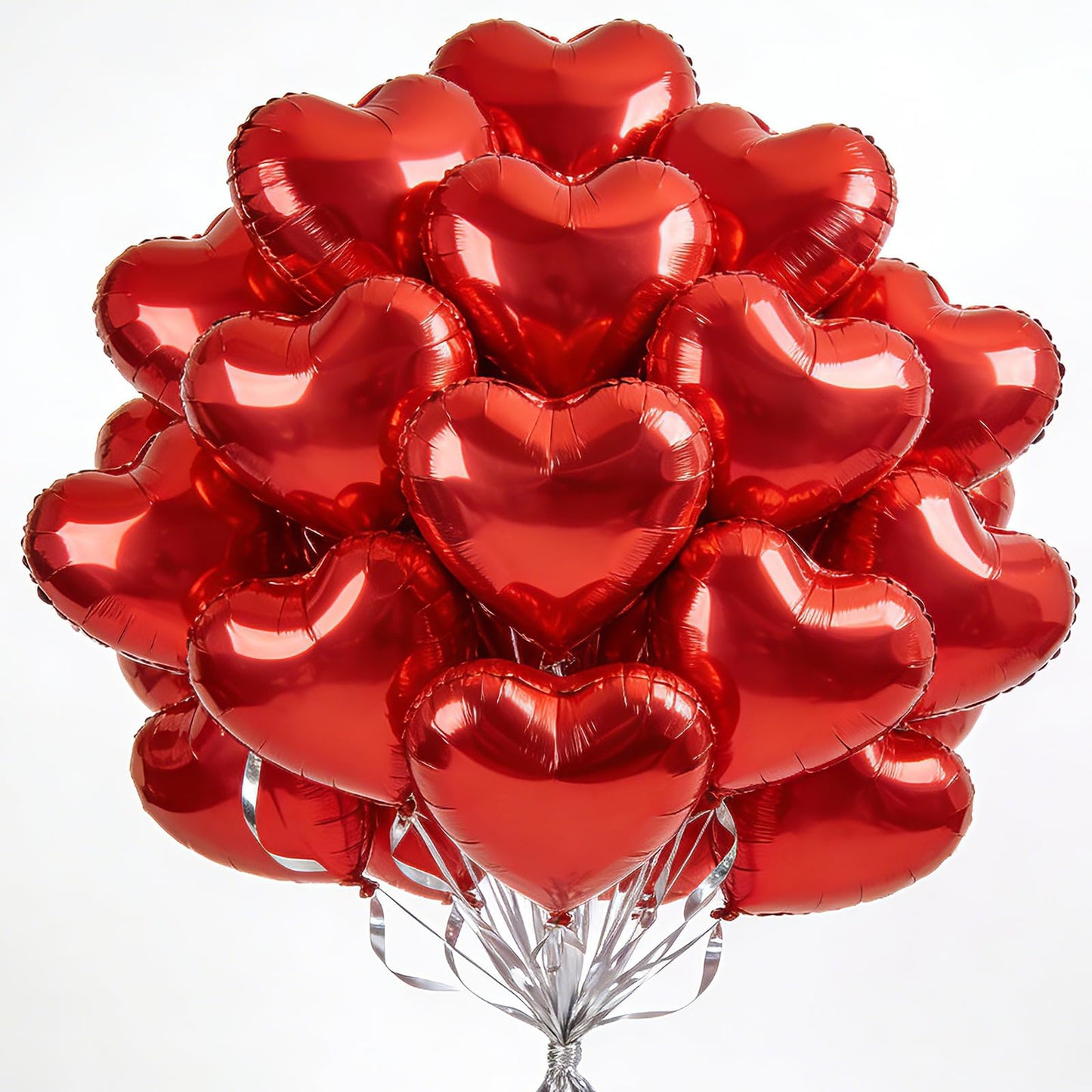 Viaecone 50-Pack 18-Inch Red Heart Foil Balloons – Helium-Ready Party Decorations