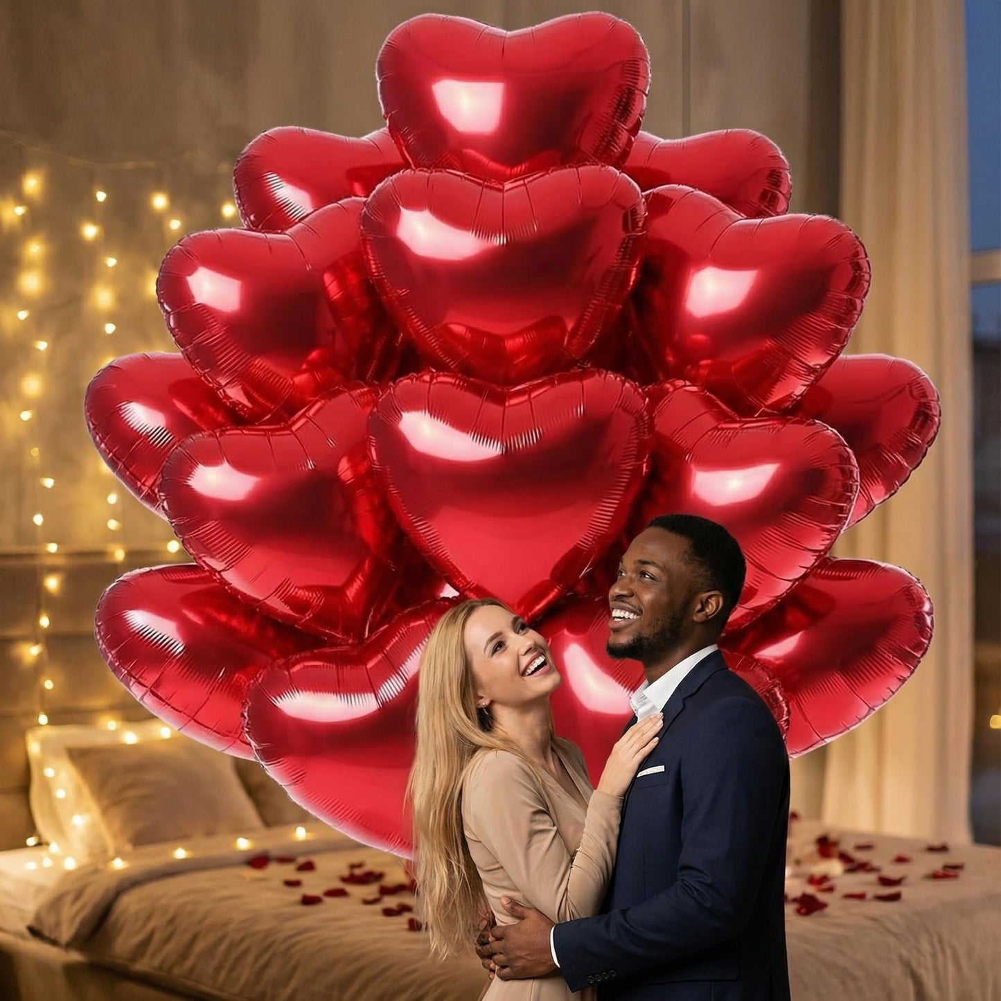Viaecone 50-Pack 18-Inch Red Heart Foil Balloons – Helium-Ready Party Decorations