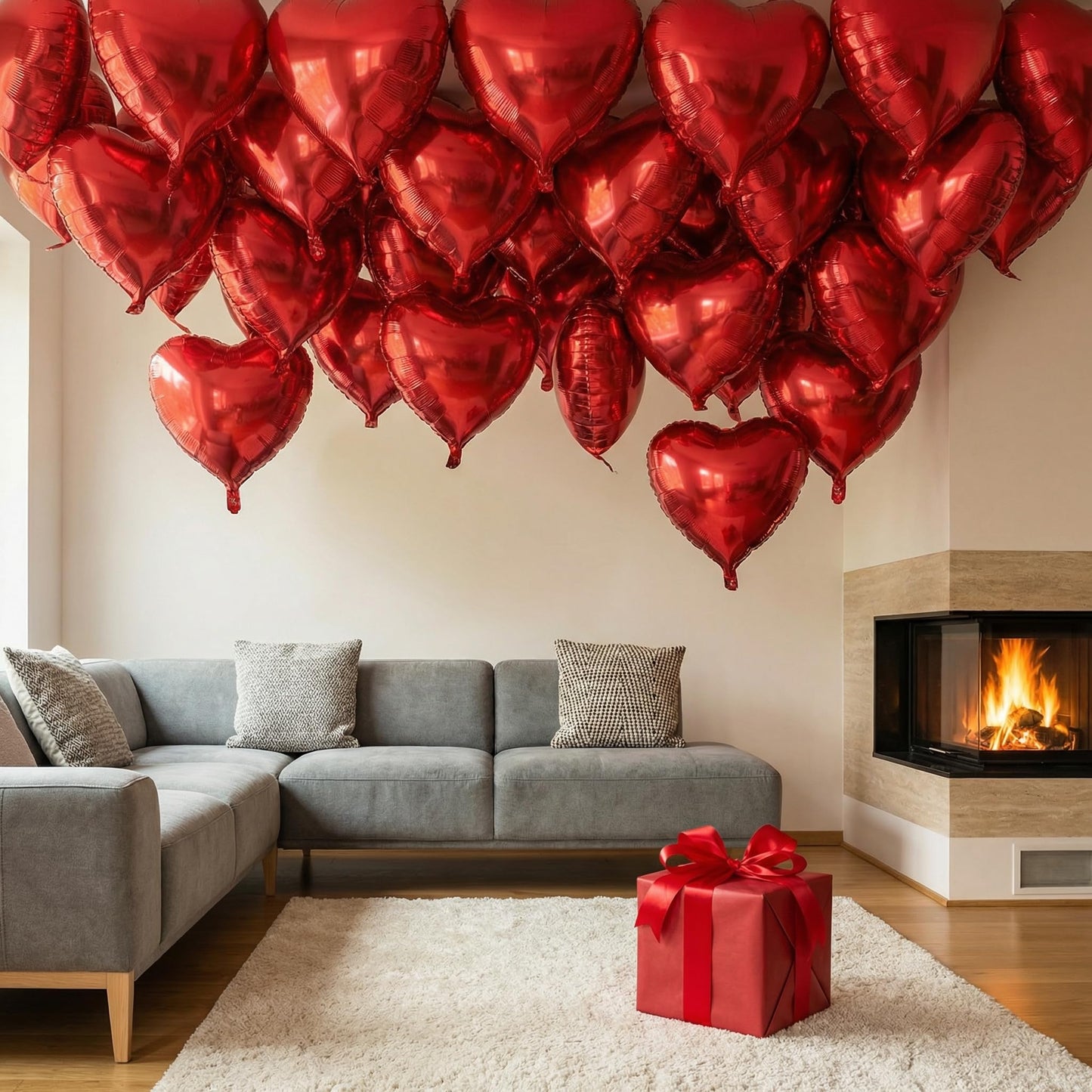 Viaecone 50-Pack 18-Inch Red Heart Foil Balloons – Helium-Ready Party Decorations
