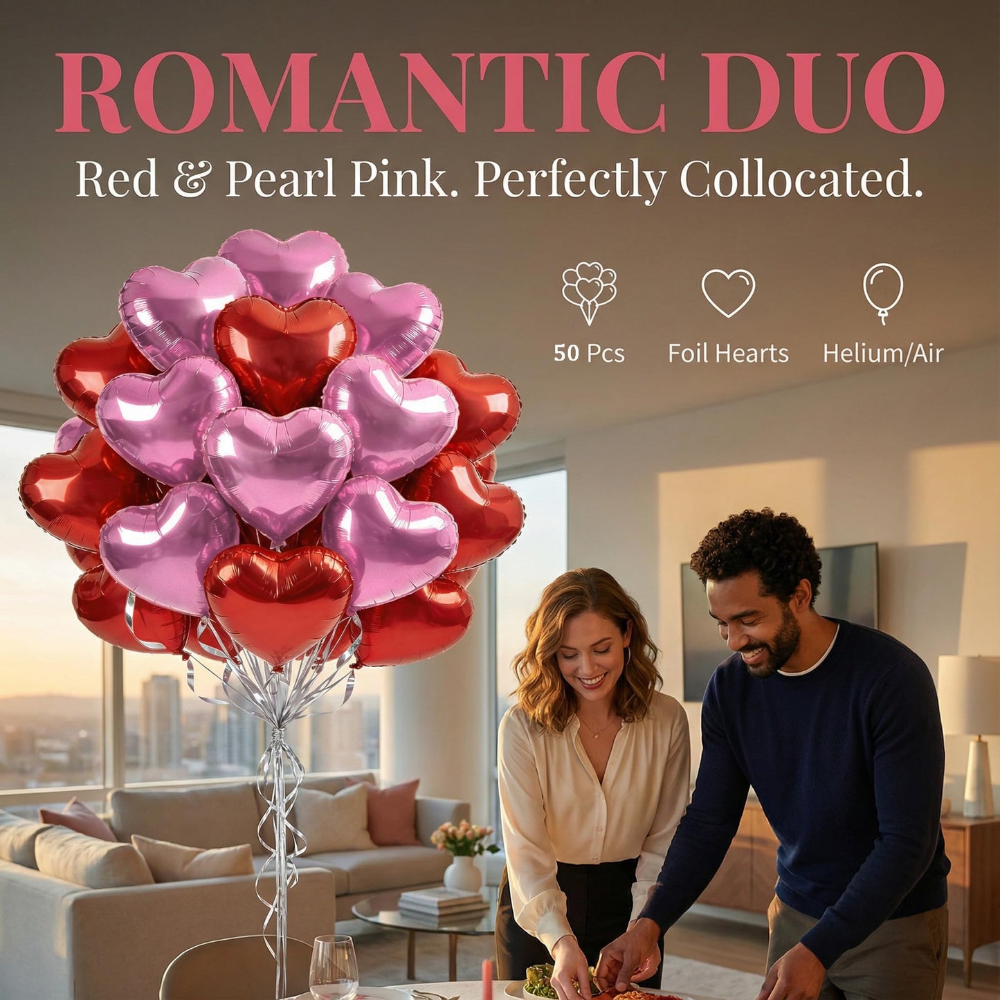 Viaecone 30-Piece 18-Inch Red & Pink Heart Balloons – Helium-Ready Party Decor