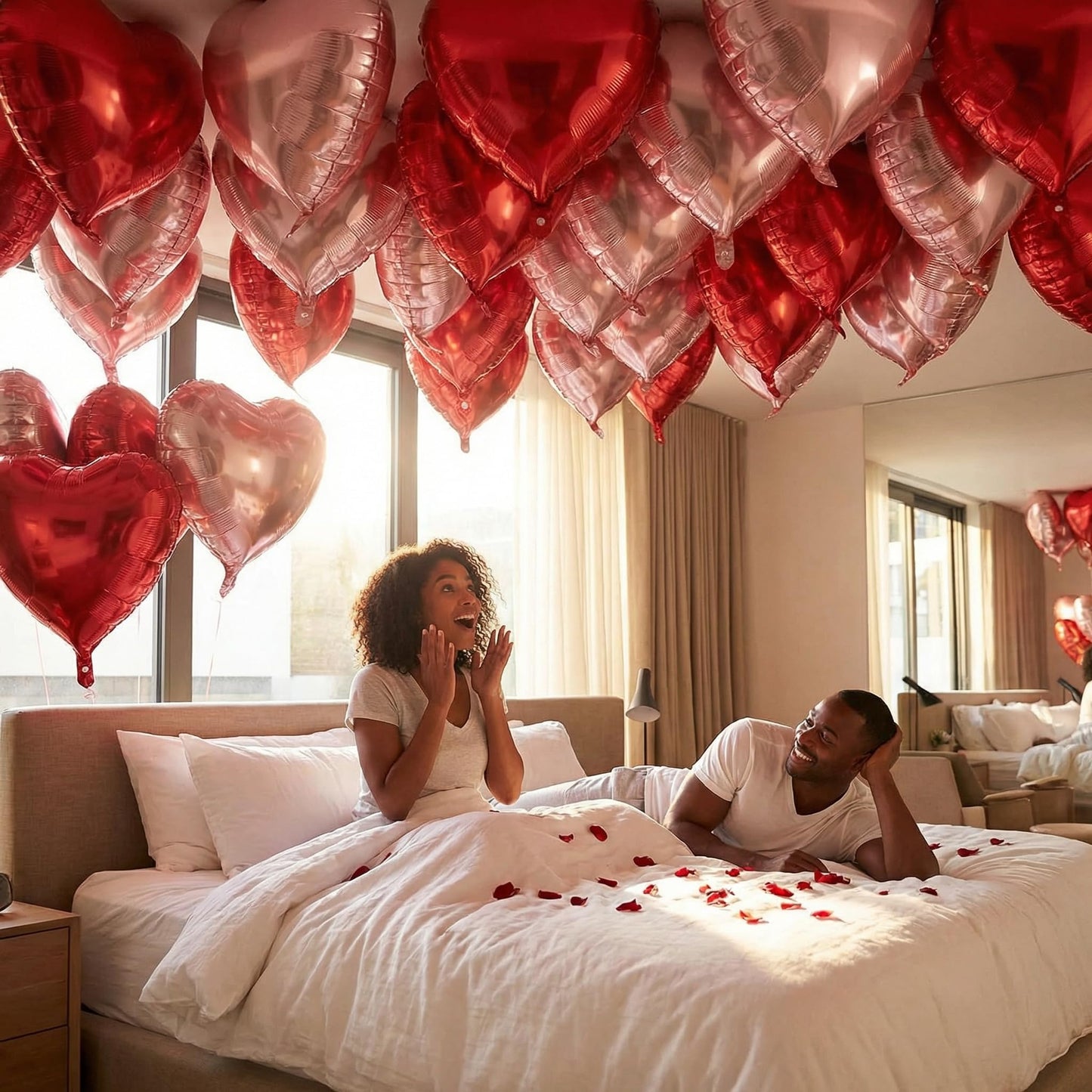 Viaecone 30-Piece 18-Inch Red & Pink Heart Balloons – Helium-Ready Party Decor