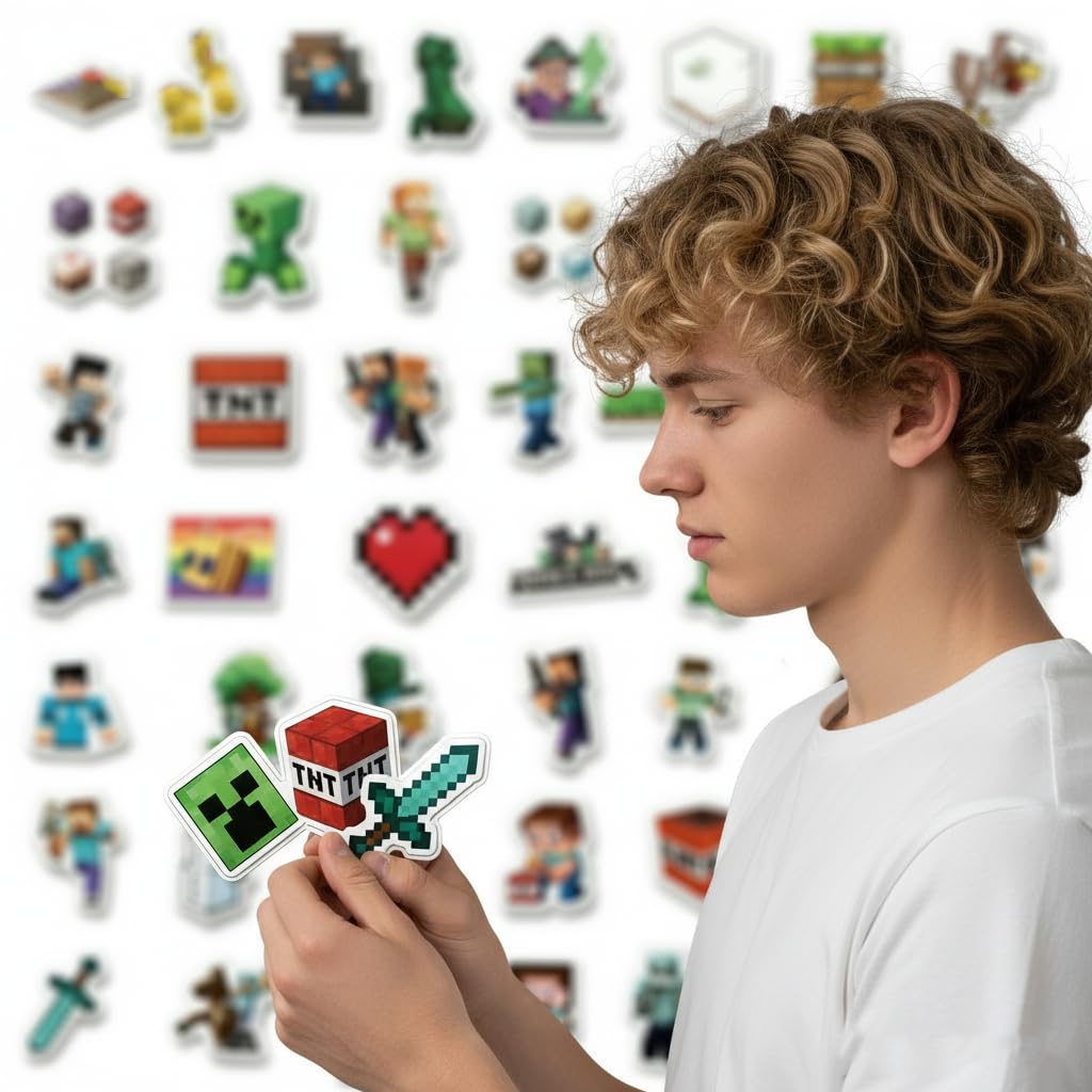 VIBEBOOSTER 150 Pcs Pixel Stickers - Waterproof Party Favors & Decor