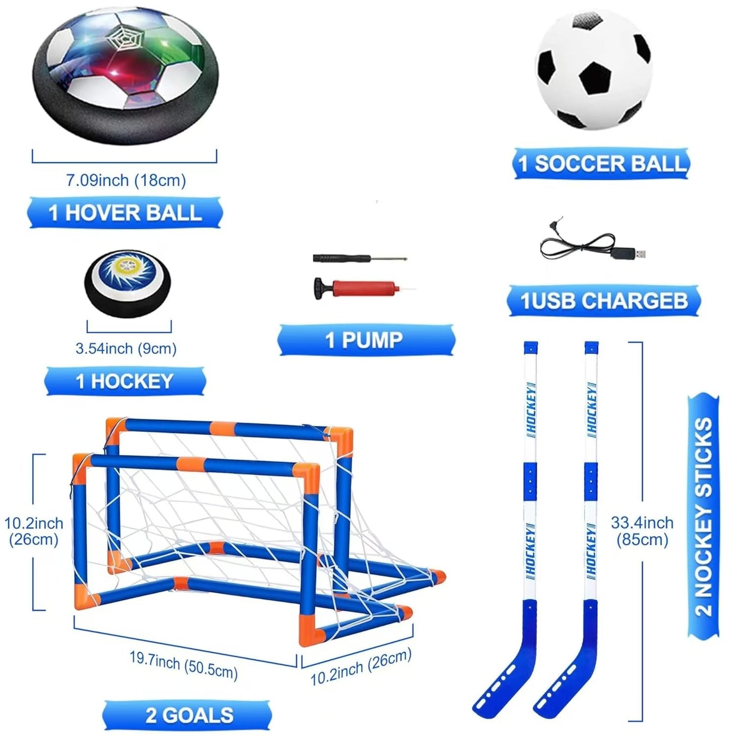 VIBZONFU Hover Soccer Ball – 2-in-1 LED Hover Toy for Kids (Indoor/Outdoor)