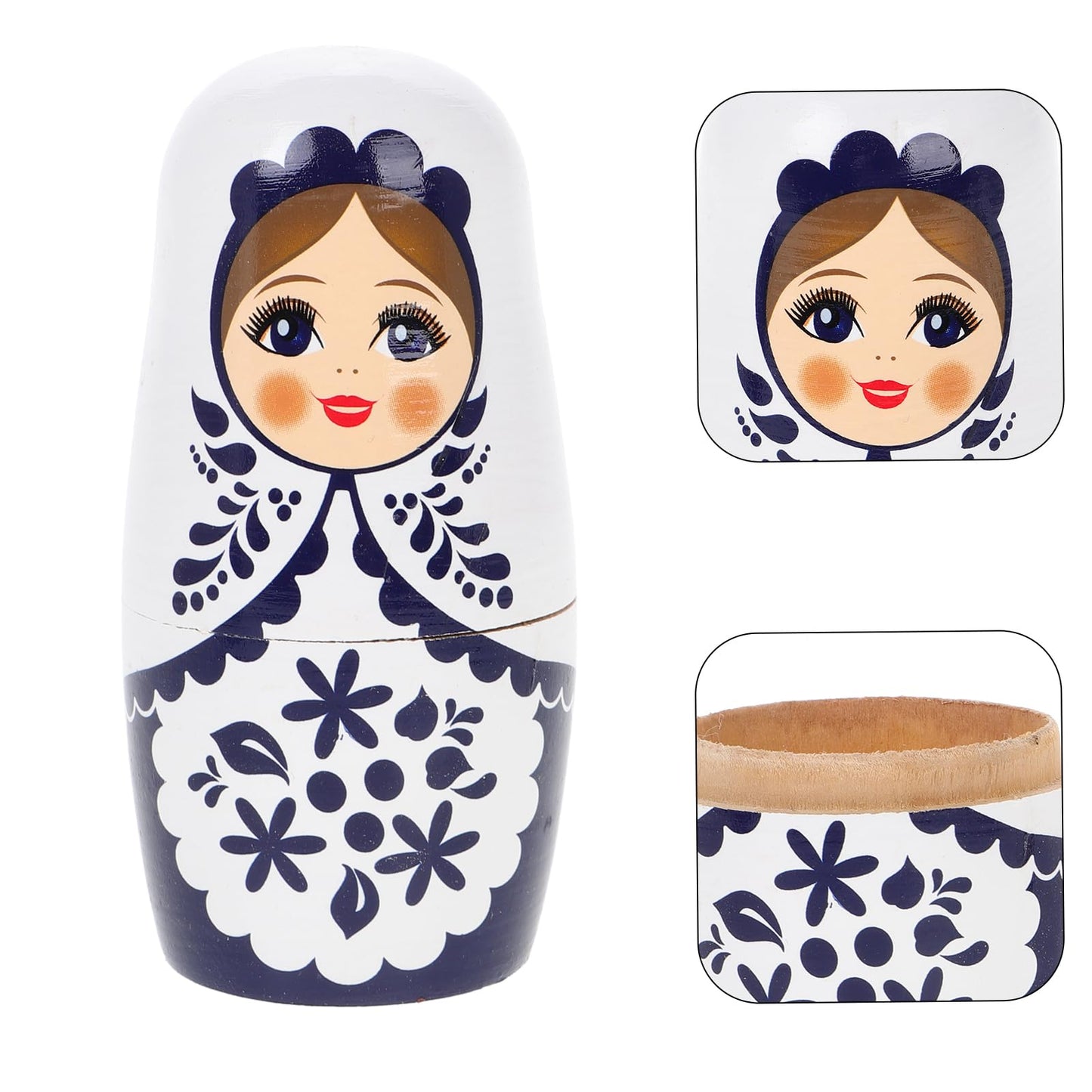 VICASKY 1 Set Matryoshka Handmade Wooden Nesting Dolls Craft Kit for Kids | 14.5 x 7.3 x 7.3 cm
