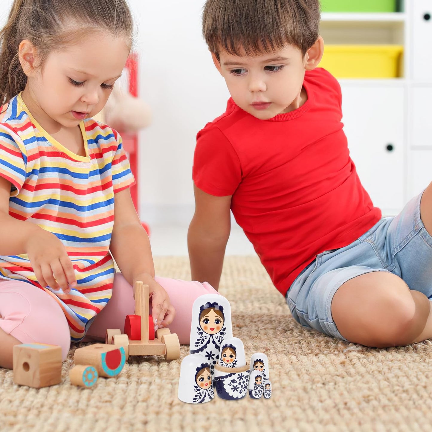 VICASKY 1 Set Matryoshka Handmade Wooden Nesting Dolls Craft Kit for Kids | 14.5 x 7.3 x 7.3 cm
