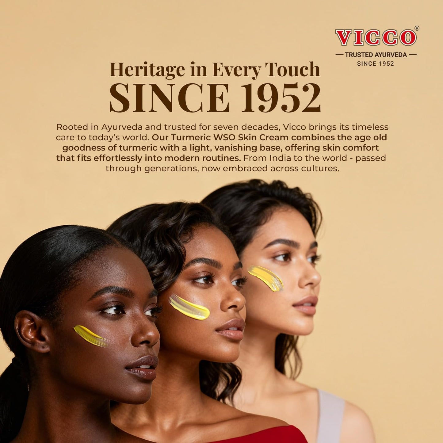 Vicco Turmeric WSO Face Moisturizer Cream – 3 Tubes, 70+ Years of Ayurveda, Vegan