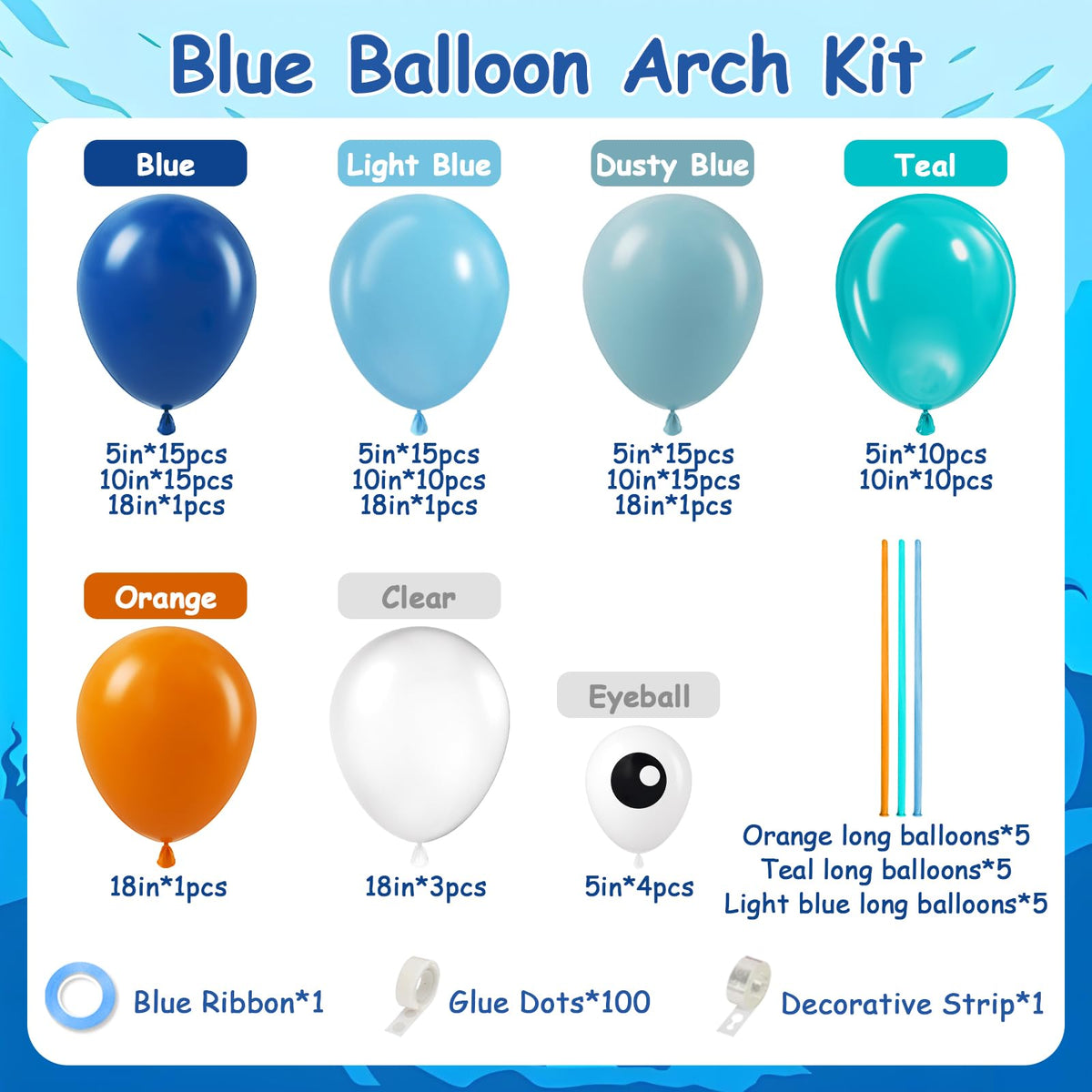 Vicduotex 134pcs Under The Sea Balloon Arch Kit – Ocean Theme Baby Shower & Birthday Decor