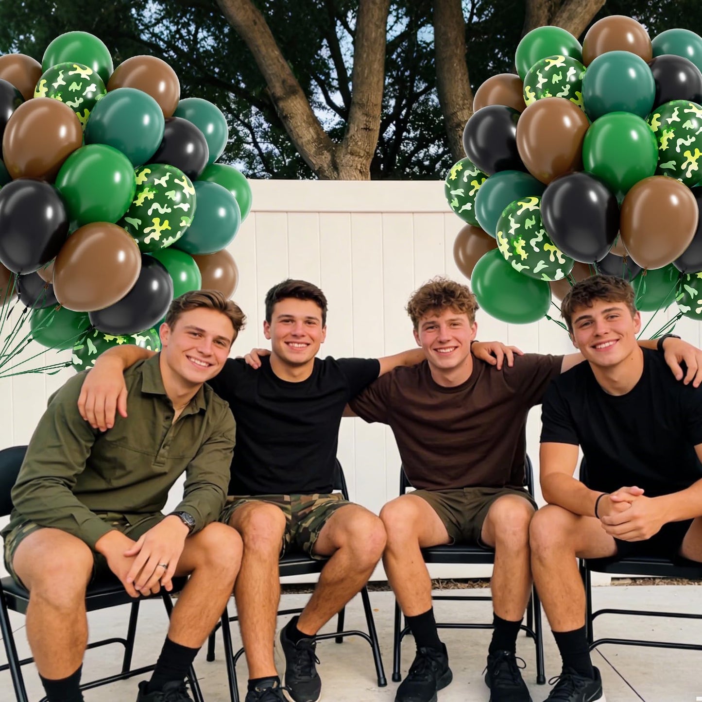 Vicduotex 60pcs 12in Camo Balloons — Forest Green, Brown & Black for Hunting, Camping & Jungle Theme Parties
