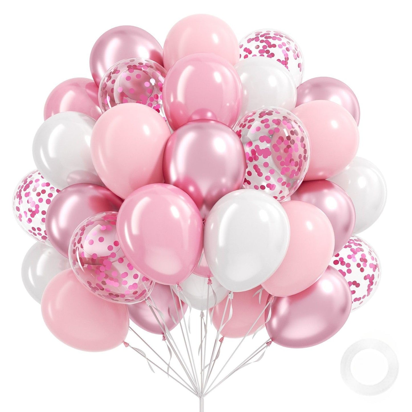 Vicduotex Light Pink & White Balloons Kit — 60pcs, 12in, for Weddings & Baby Showers