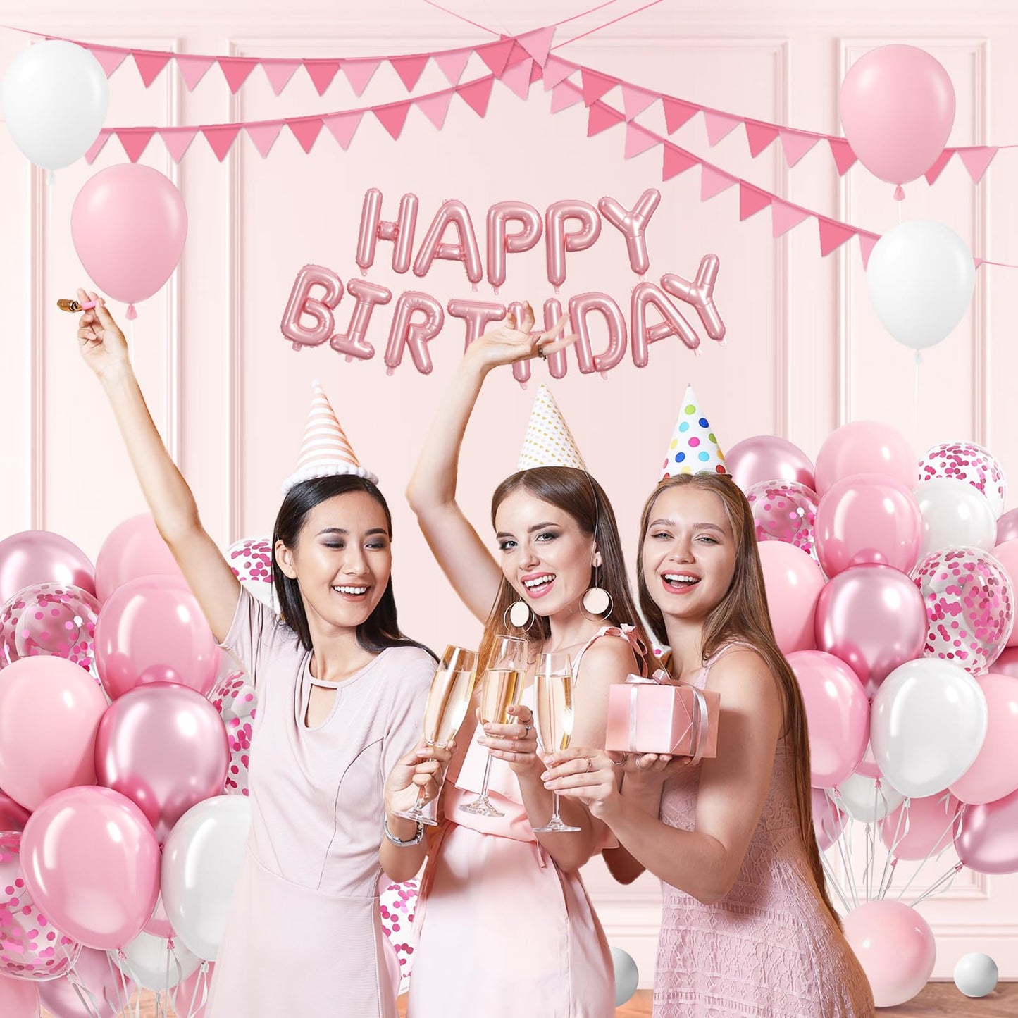 Vicduotex Light Pink & White Balloons Kit — 60pcs, 12in, for Weddings & Baby Showers
