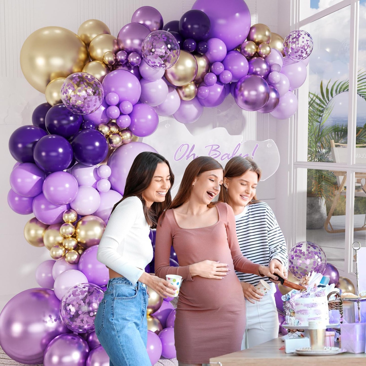 Vicduotex 147pcs Purple & Gold Balloon Arch Kit – Party Backdrop for Birthday & Wedding