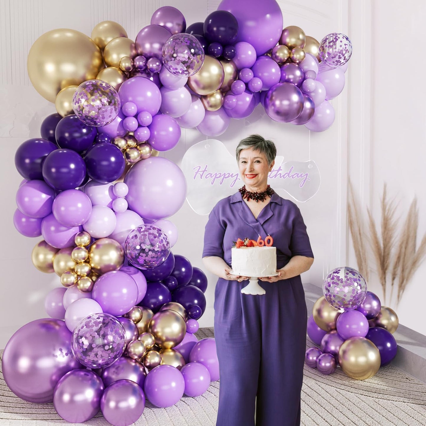 Vicduotex 147pcs Purple & Gold Balloon Arch Kit – Party Backdrop for Birthday & Wedding