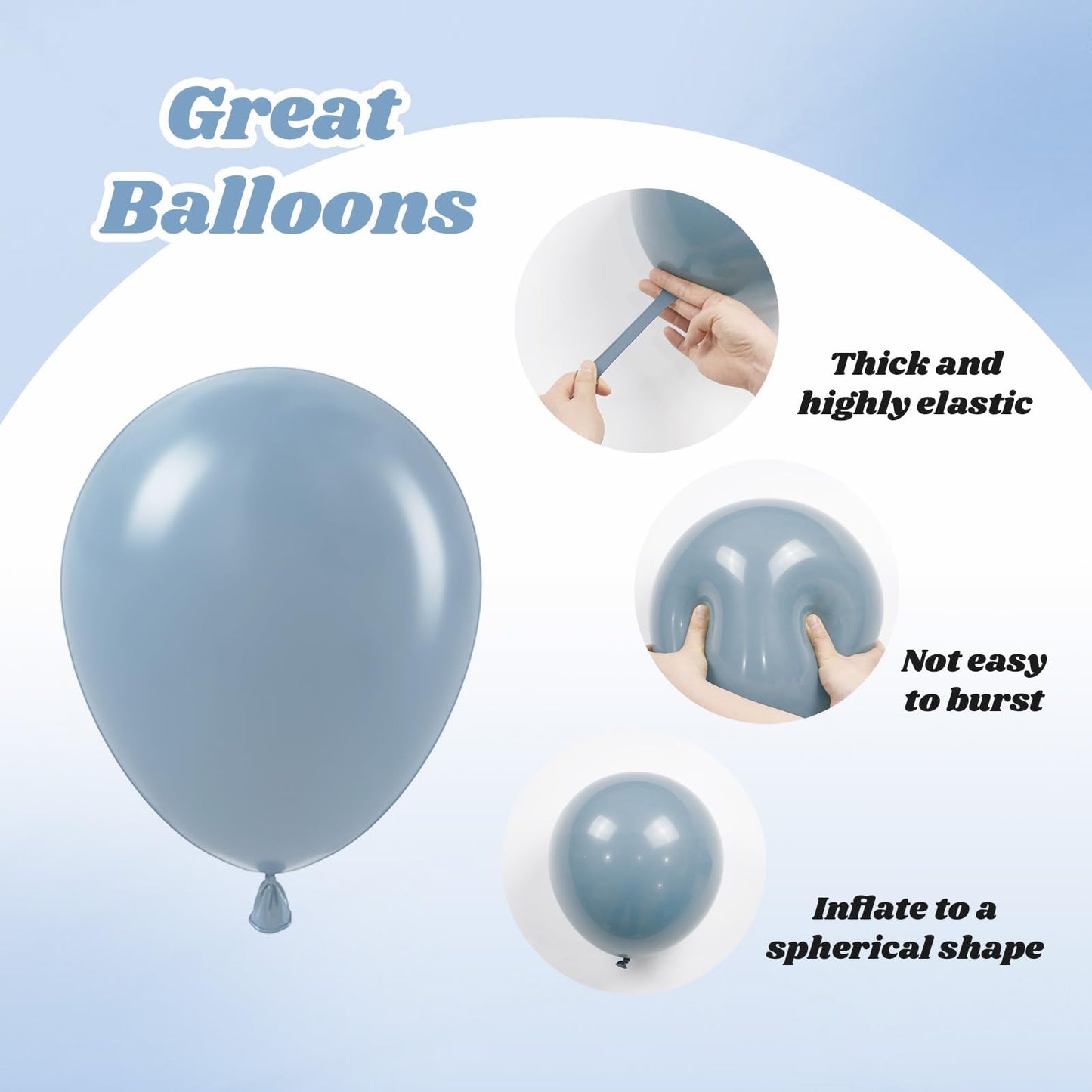 Vicduotex 60pcs Dusty Blue Balloons Kit – 12in Pastel Blue, Sand White & Gold for Weddings, Baby Showers, Gender Reveal