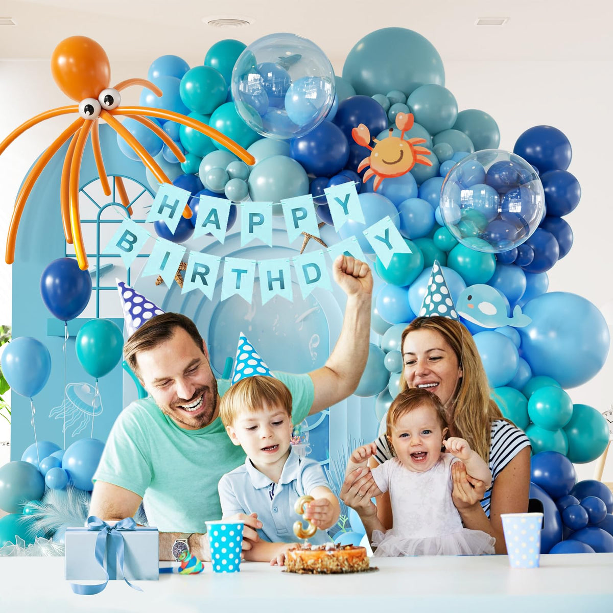 Vicduotex 134pcs Under The Sea Balloon Arch Kit – Ocean Theme Baby Shower & Birthday Decor