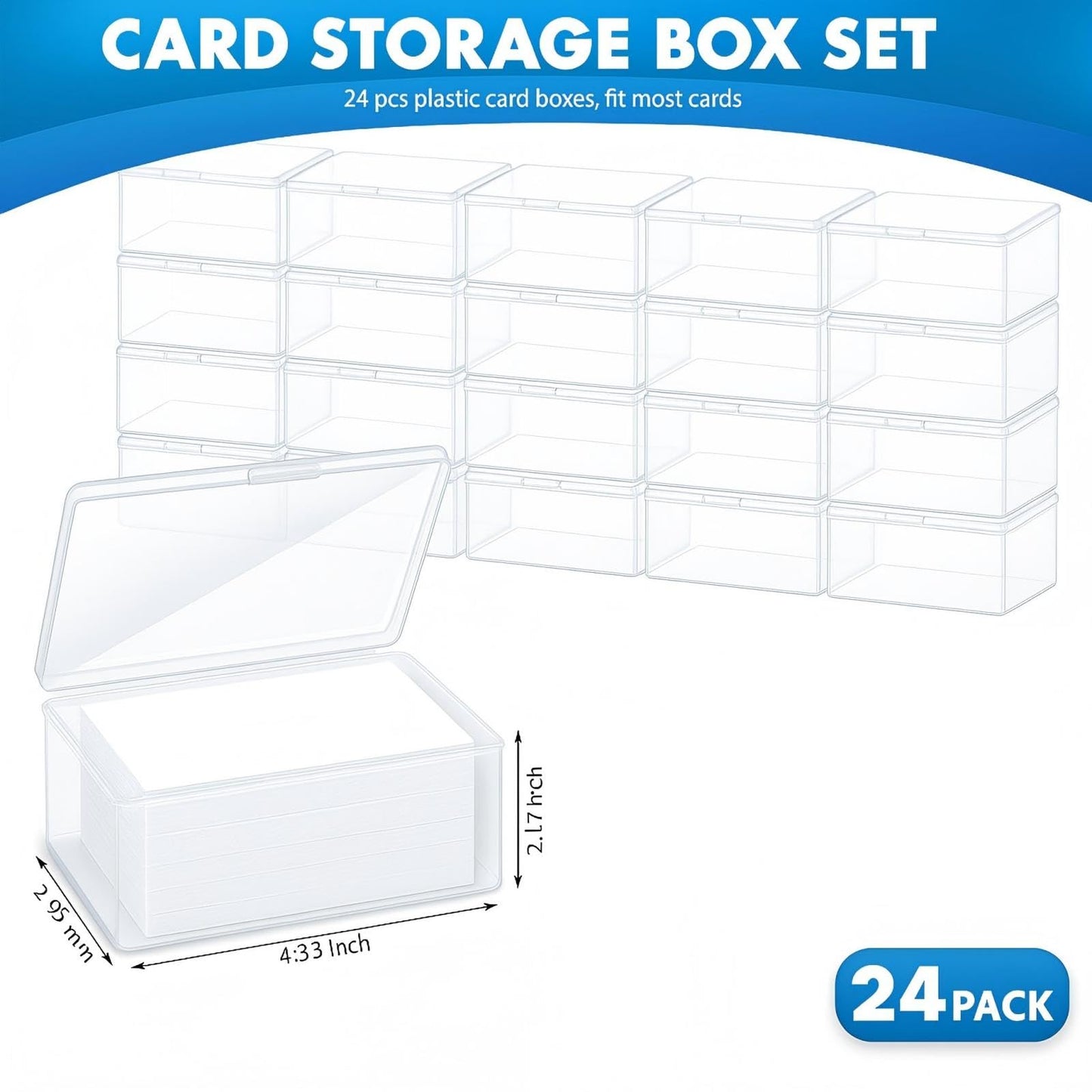 Vicenpal Clear Card Boxes – Snaps Closed, 100-Card Capacity, 24-Pack, MTG TCG Compatible