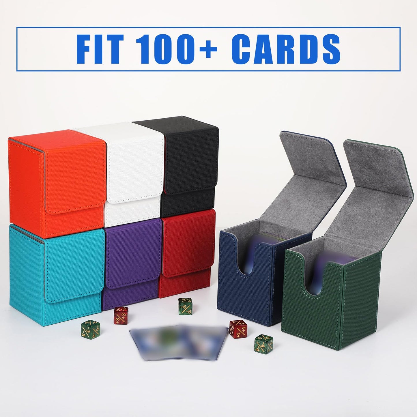 Vicenpal 8 Pack Card Deck Case – Sleeved Leather Boxes with Magnetic Closure, Holds 100+ Cards in 8 Colors