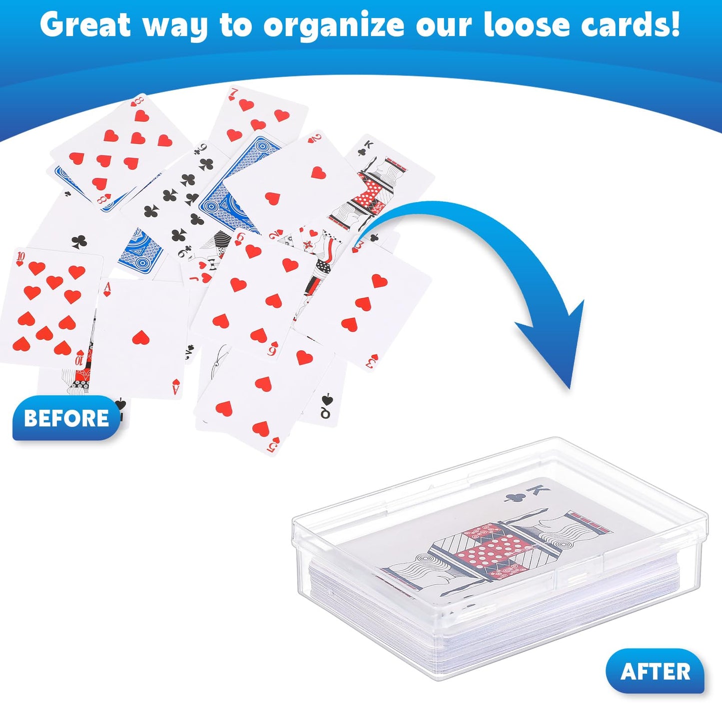 Vicenpal Clear Plastic Playing Card Box – Snap-Close Deck Case (120 Pcs)